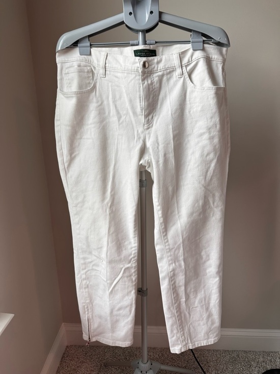 Ralph Lauren Denim - Ralph Lauren Jeans Co Size 16 White Straight Leg Jeans Ankle Zip 27” Inseam EUC